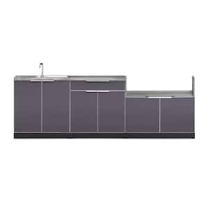 Slate Gray 4-Piece 104 in. W x 36.5 in. H x 24 in. D Outdoor Kitchen Cabinet Set