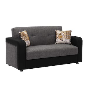 Opera Collection Convertible 67 in. Grey Leatherette 2-Seater Loveseat with Storage