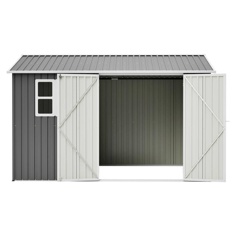 Gray 10 ft. x 8 ft. Outdoor Metal Storage Shed with Window, Lockable Doors & Sloped Roof price history on PriceWatchPro
