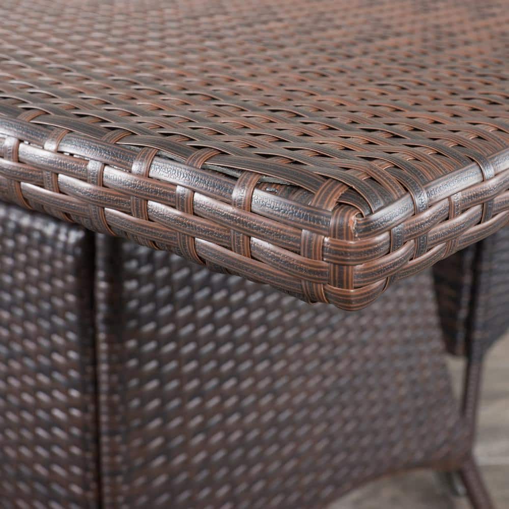 Multibrown Iron and Wicker 6-Person Patio Dining Set with Cushions