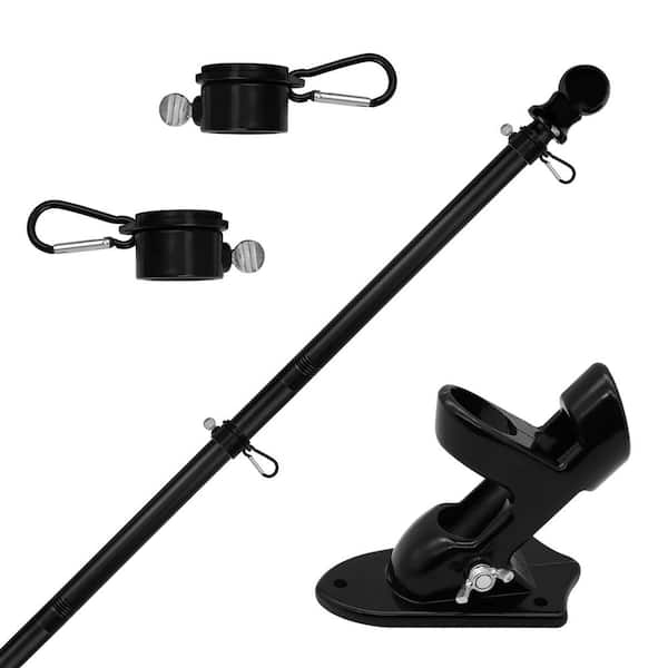 6 ft. Stainless Steel Telescoping Flagpole with Wall Mount Bracket, Black