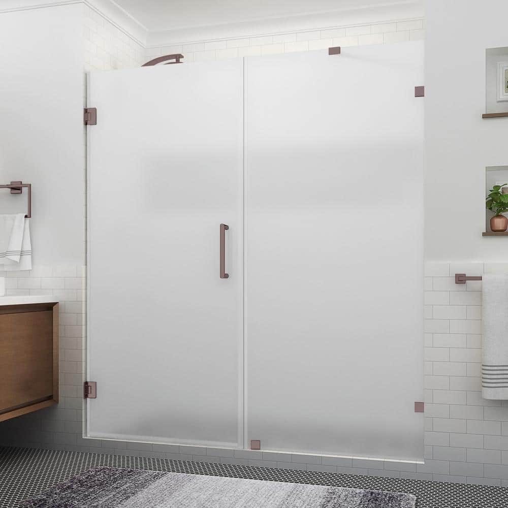 Nautis XL 69.25 - 70.25 in. W x 80 in. H Hinged Frameless Shower Door in Bronze with Ultra-Bright Frosted Glass price history on PriceWatchPro