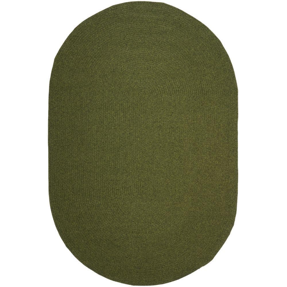 Handwoven Braided Green Synthetic 5' x 8' Oval Area Rug