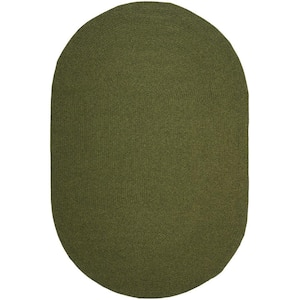 Braided Green 5 ft. x 8 ft. Oval Solid Area Rug