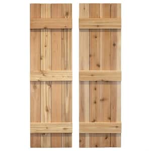 14 in. x 66 in. Traditional Wood Board and Batten Shutters Pair in Unfinished