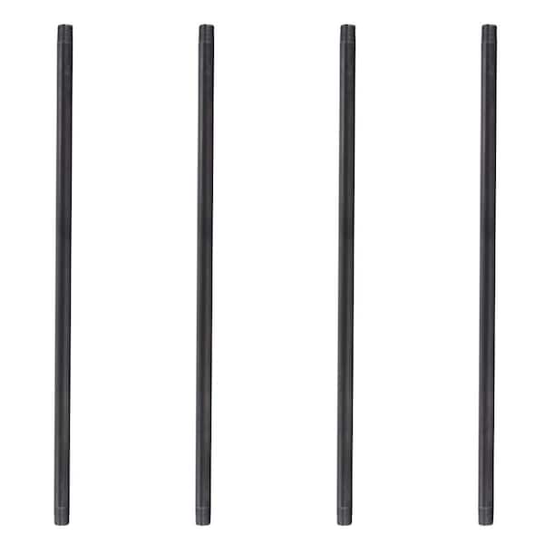 PIPE DECOR 3/4 in. x 42 in. Black Industrial Steel Grey Plumbing Pipe (4-Pack)
