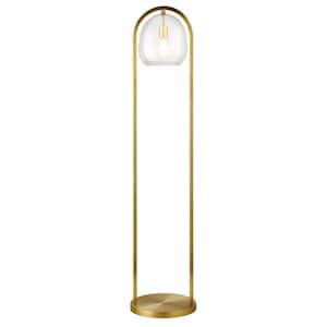 Sydney 64 in. Brushed Brass Floor Lamp with Seeded Glass Shade