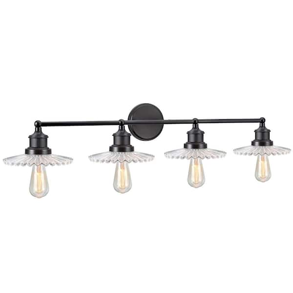 4-Light Oil Rubbed Bronze Vanity Light with Clear Glass Shade