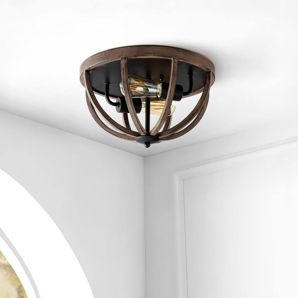 Darlene 13" Rustic Brown Iron LED Flush Mount Light