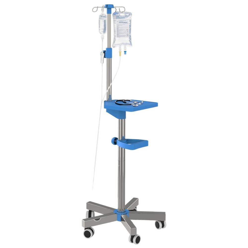 52.3 in. to 70.8 in. H Adjustable Medical Portable IV Pole Stand with Wheels, 4 Hooks and Tray for Hospital, Home price history on PriceWatchPro