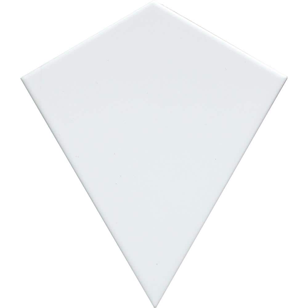 Skite Glossy White Diamond Ceramic Wall Tile, 6.3'' x 7.27''
