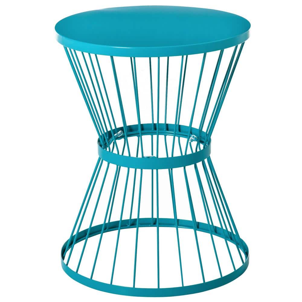 Blue 16 in. Metal Outdoor Side Table with Hourglass Design price history on PriceWatchPro