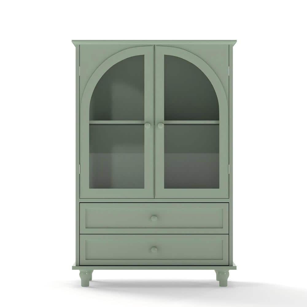 Avex Mint Green 42 in. H Display Freestanding Storage Cabinet with 2 Drawers and 2 Arched Glass Doors price history on PriceWatchPro
