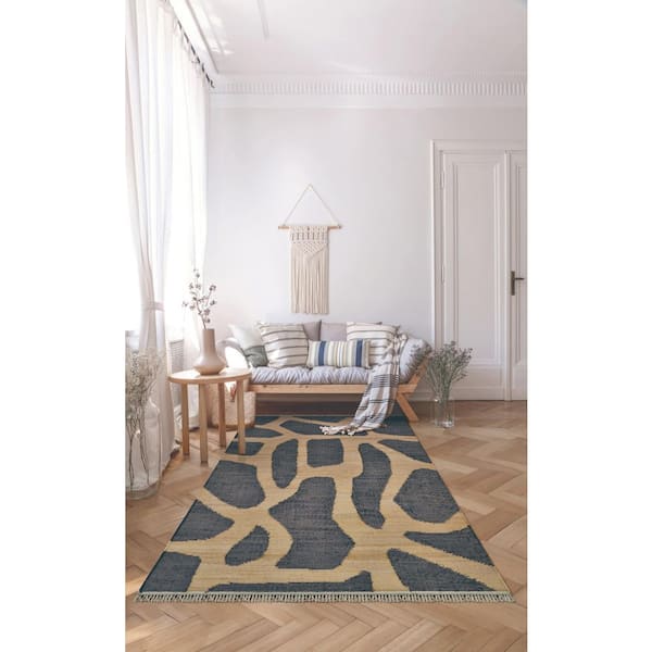 Cosmoros Karo Natural-Black 8 ft. x 10 ft. Abstract Indoor Area Rug