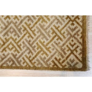 Gold 3 ft. x 12 ft. Handmade Wool Transitional Ningxia Area Rug