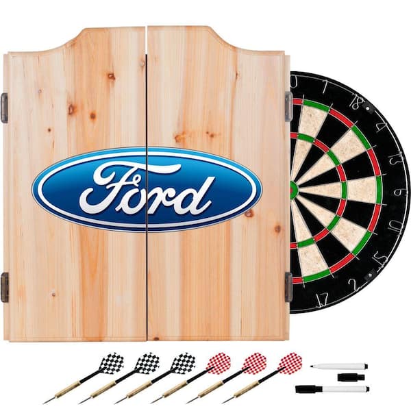 Ford Oval Wood Finish Dart Cabinet Set
