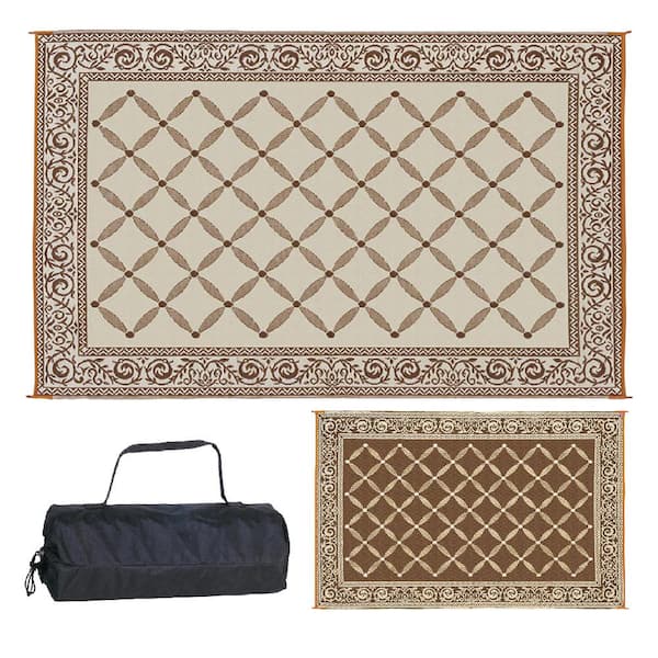 Nalone Reversible Mats, Outdoor Rugs 6x9 for Patio, New York Patio Country  Retro Transitional Geometric Outdoor Area Rug Beige&Brown 