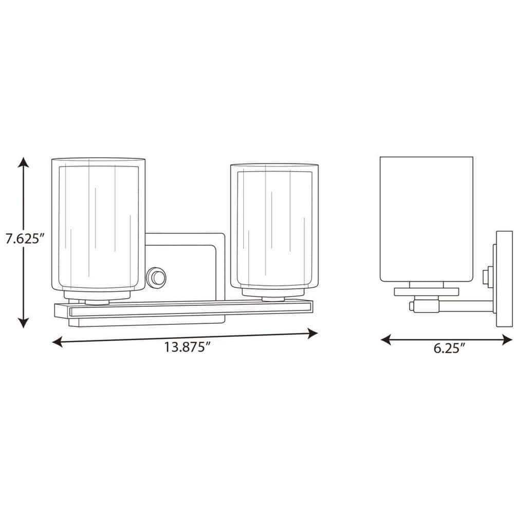 Brushed Nickel 2-Light Cylinder Shade Bath Vanity Fixture