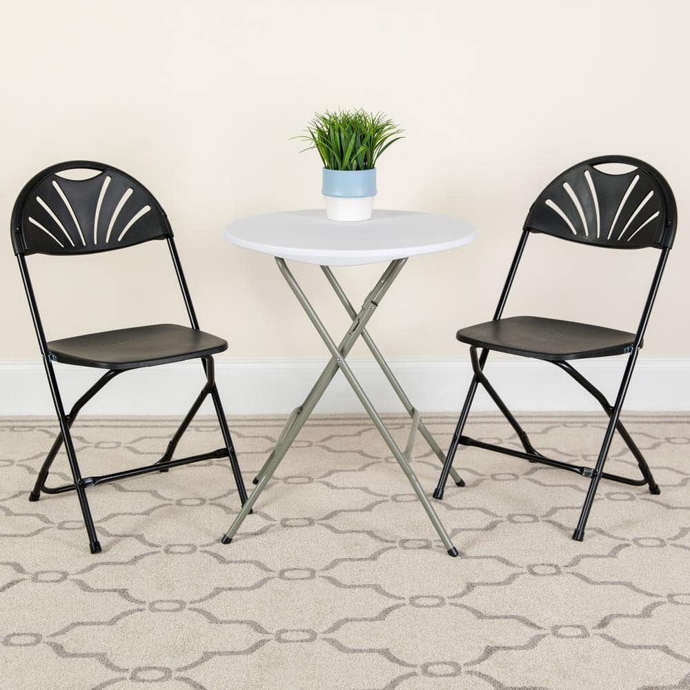 Carnegy Avenue Black Plastic Seat with Metal Frame Folding Chair
