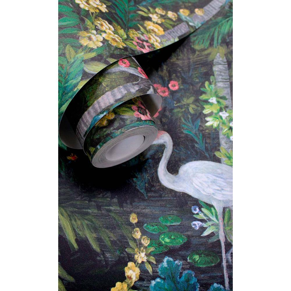Black Metallic Textured Non-Woven Wallpaper Roll