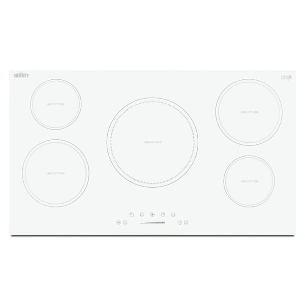 Summit Appliance 36 in. Electric Induction Cooktop in White with 5 Elements