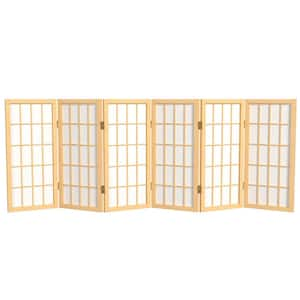 2 ft. Short Desktop Window Pane Shoji Screen - Natural - 6 Panels