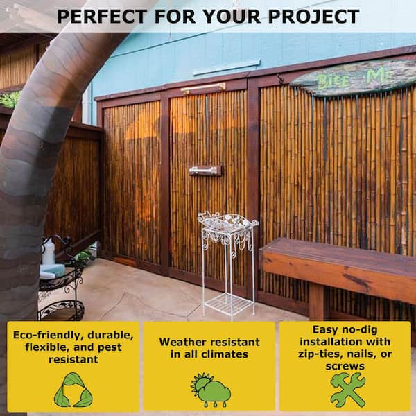 Backyard X-Scapes 6-ft x 8-ft Bamboo Semi-privacy No Dig Fence Panel