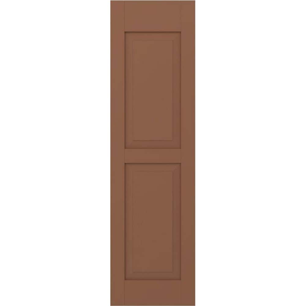 15 in. W x 53 in. H Americraft 2-Equal Raised Panel Exterior Real Wood Shutters Pair in Burnt Toffee price history on PriceWatchPro