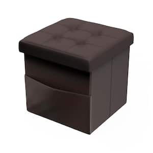 Ore International 10 in. Oak Wood Foot Stool with Storage, Brown