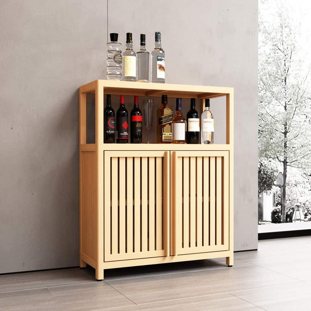 Bethel Neutral 32.08 in. H Bamboo Storage Cabinet with Shelves and Open Storage price history on PriceWatchPro