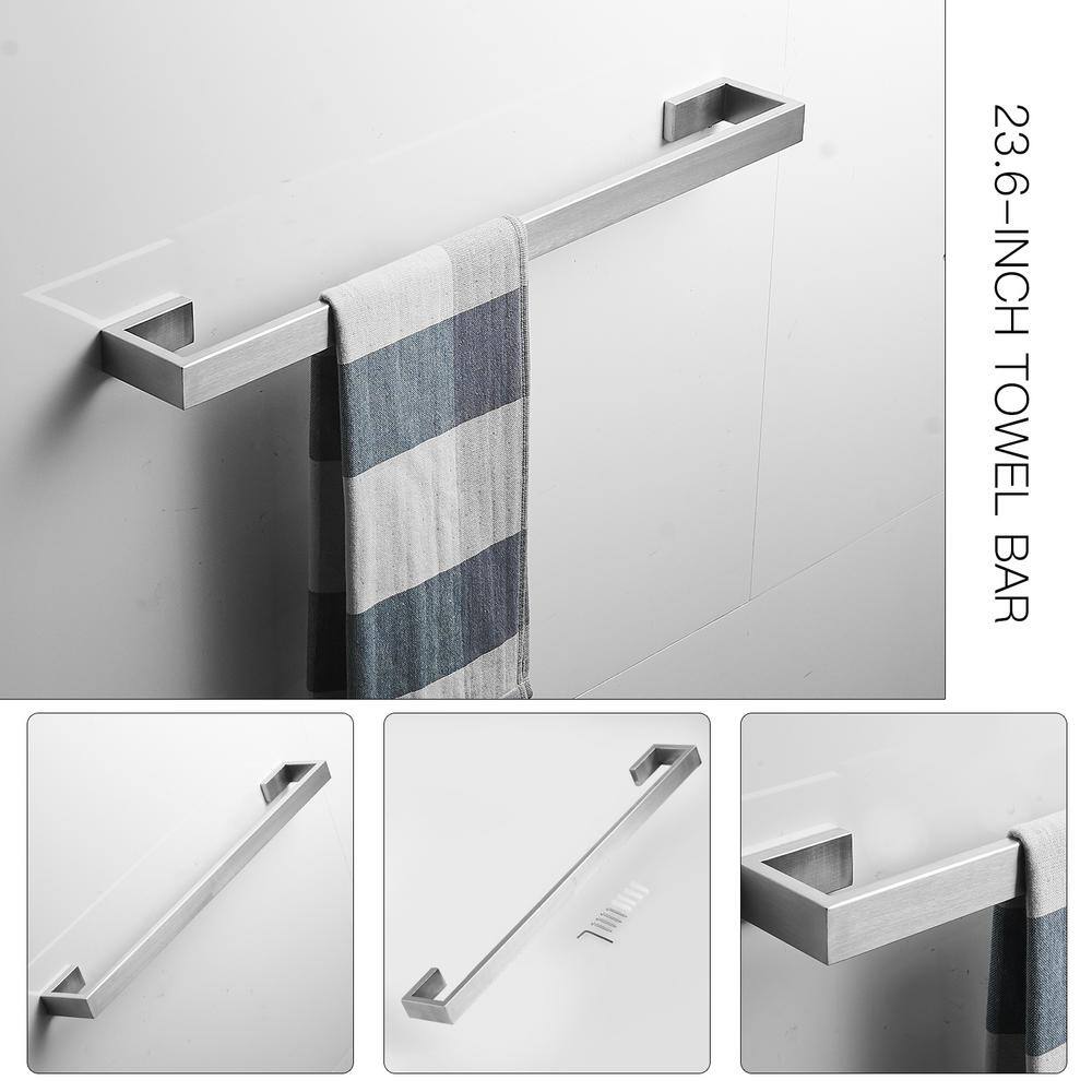 Brushed Nickel Wall Mounted 4-Piece Towel Rack Set