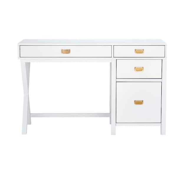 Home Office Deluxe Storage Computer Desk White - Saracina Home