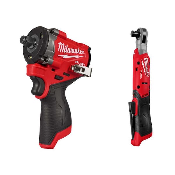 M12 FUEL 12V Lithium-Ion Brushless Cordless Stubby 1/2 in. Impact Wrench & M12 12V Lithium-Ion 1/2 in. Cordless Ratchet
