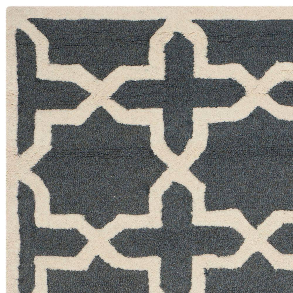 Hand-tufted Cambridge Dark Grey & Ivory Wool 3' x 5' Rug
