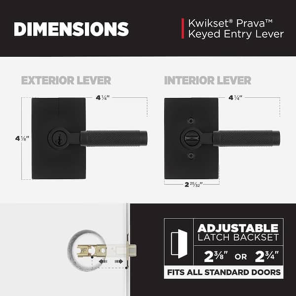 Kwikset Prava Matte Black Keyed Entry Door Handle featuring