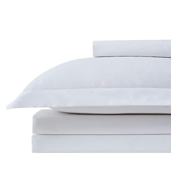 Southshore Fine Linens 300-Thread Count 22 in. Extra Deep Pocket 4-Piece White Cotton Percale Full Sheet Set