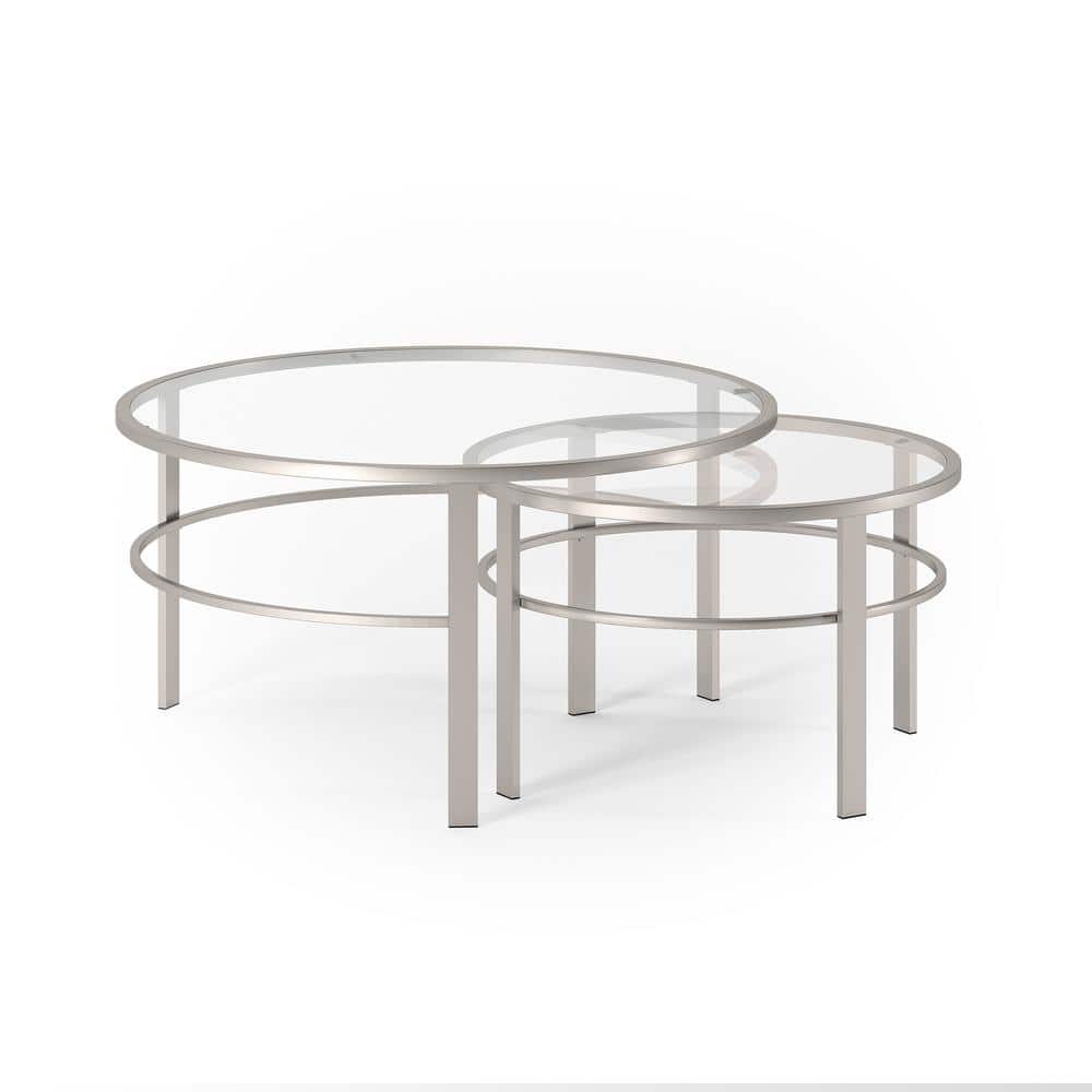 Gaia Satin Nickel Round Nested Coffee Table Set