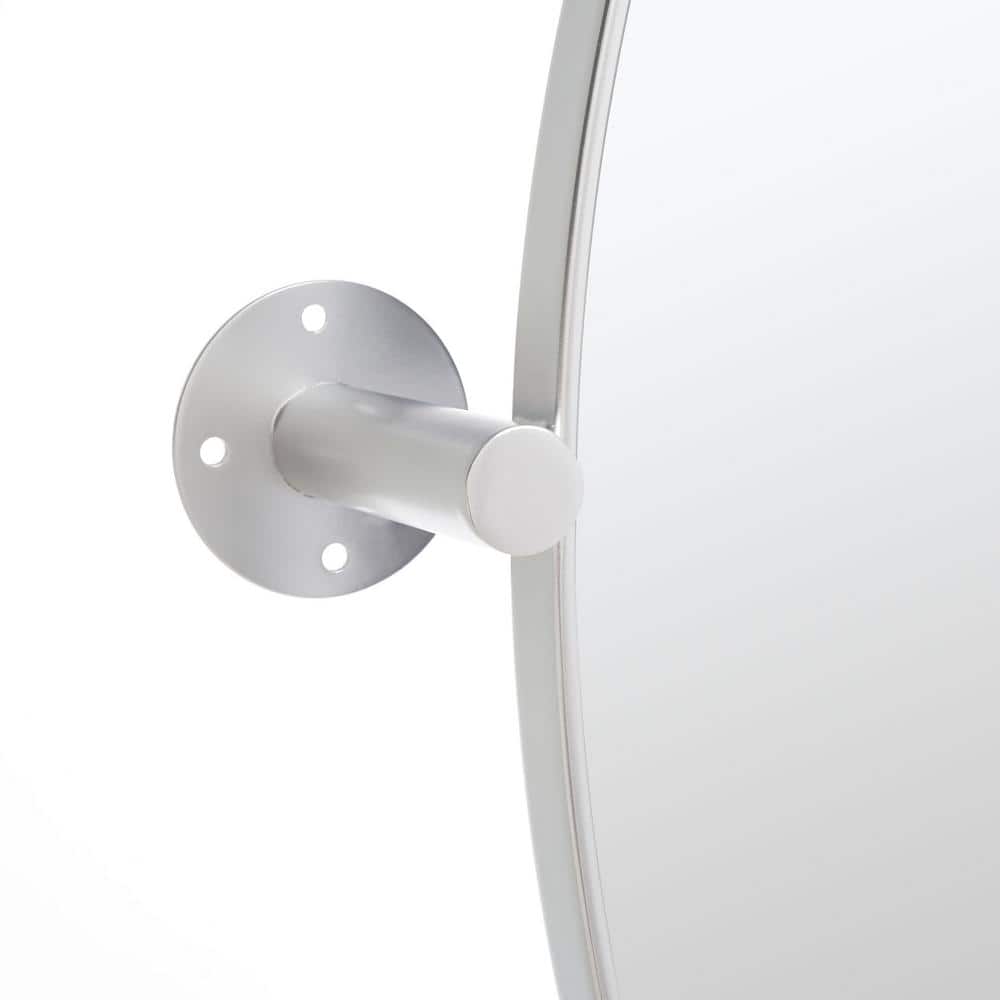 Eldia 36" Round Silver Polished Wood Frame Mirror