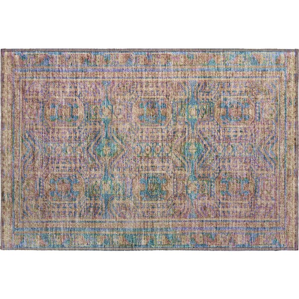 Mayfield Premium Machine Washable Abstract AMF1920 Orange 2 ft. x 3 ft. Accent Rug