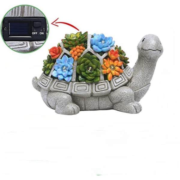 Cubilan Solar Garden Outdoor Statues Turtle with Succulent and 7 LED Lights  - Lawn Decor Tortoise Statue B091ZFL4X5 - The Home Depot