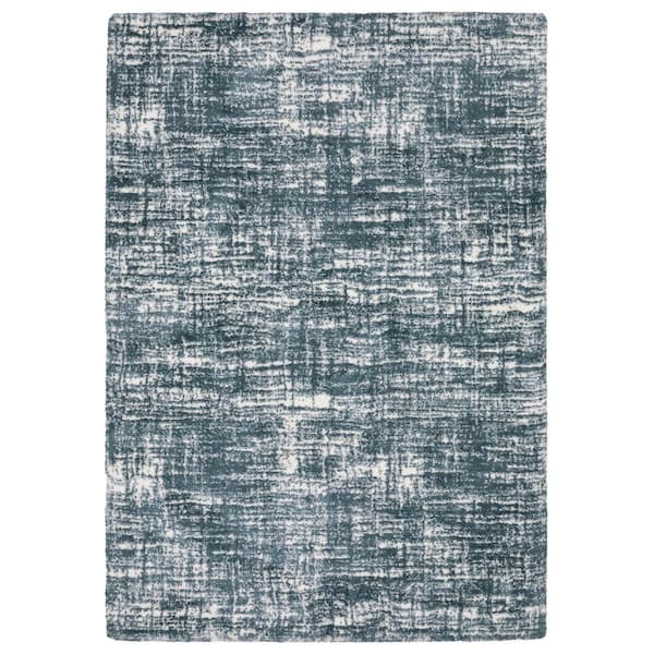 Gale Blue/Ivory 8 ft. x 11 ft. Abstract Etched Lines Gridwork Polyester Indoor Area Rug