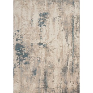Maxell Ivory/Teal 9 ft. x 13 ft. Abstract Contemporary Area Rug