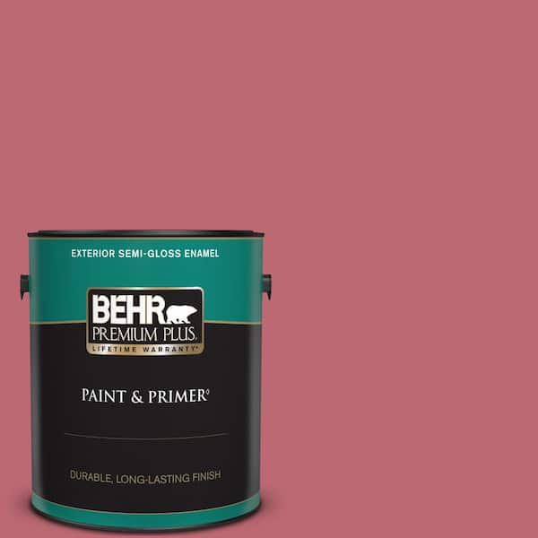 BEHR PREMIUM PLUS 1 gal. #M140-5 Cherry Fizz Semi-Gloss Enamel Exterior Paint & Primer