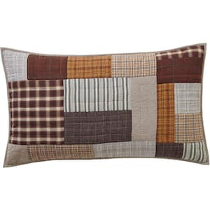Rory Brown Tan Greige Rustic Patchwork Cotton King Sham