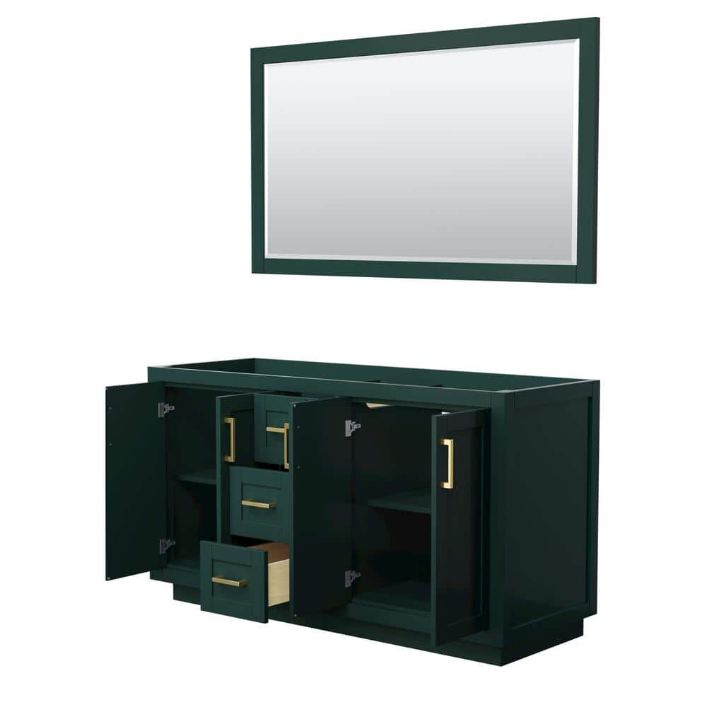 Miranda 60" Green Double Bathroom Vanity with Brushed Gold Trim
