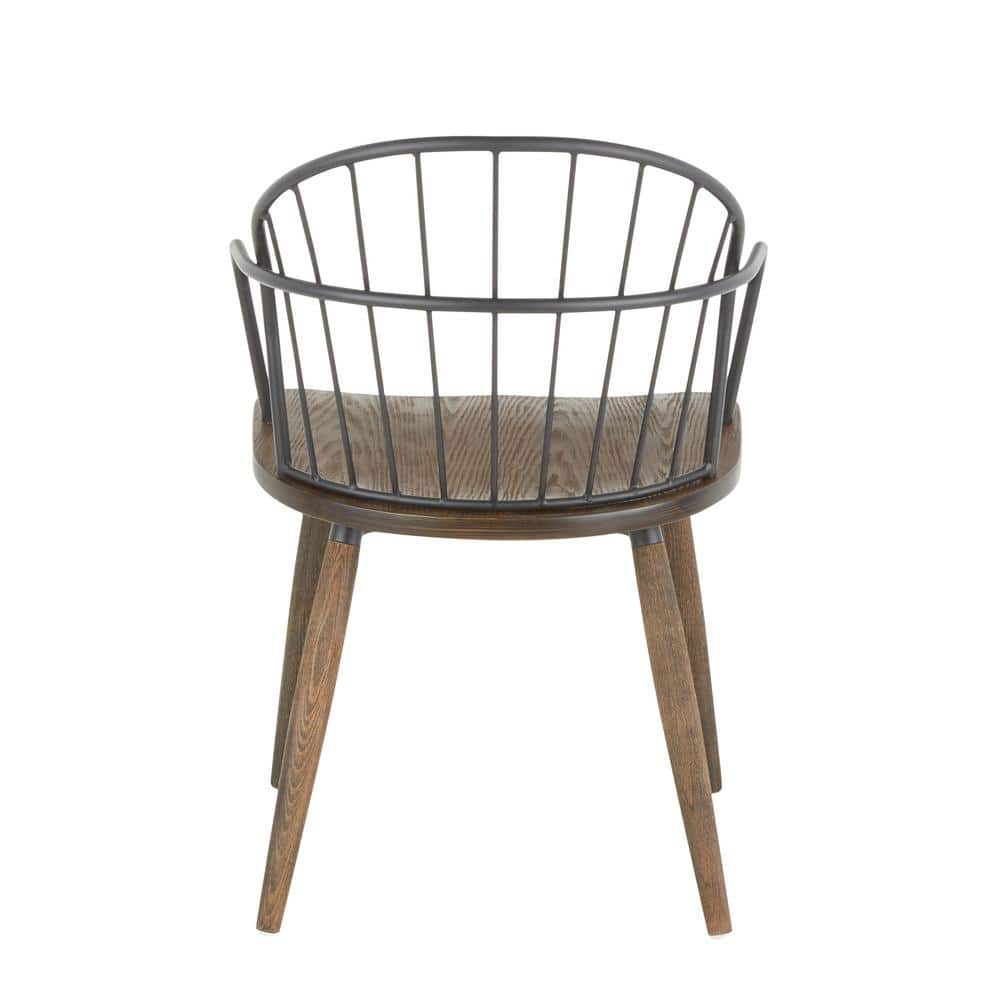 Riley Dark Brown Wood and Metal Arm Chair