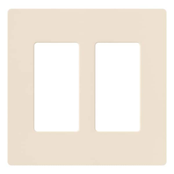 Lutron Claro 2 Gang Wall Plate for Decorator/Rocker Switches, Gloss, Light Almond (CW-2-LA) (1-Pack)