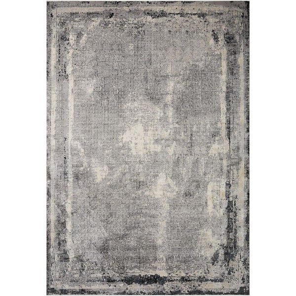 Home Decorators Collection Warner Grey/Charcoal 7 Ft. 9 In. x 10 Ft. 10 In. Distressed Distressed Abstract Area Rug