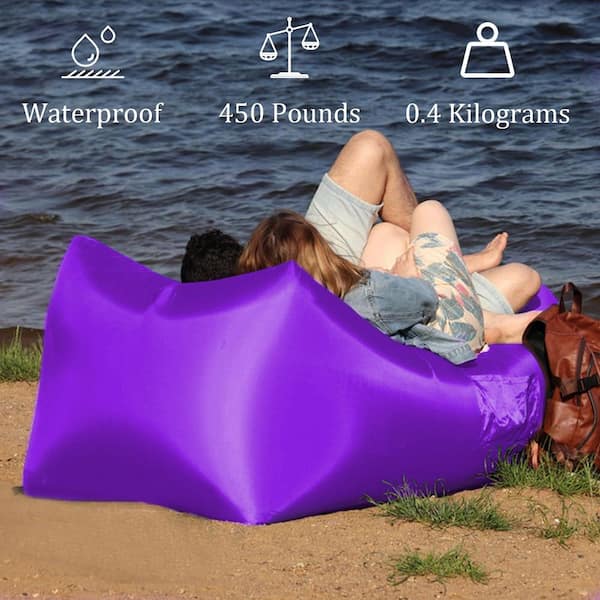 OGETFUUR Inflatable Lounger Air Sofa Hammock with Side Pockets and