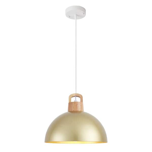 ZJVAIVE 1-Light Gold Dome Pendant Light Hanging Ceiling Chandelier with Metal Cover for Kitchen Island